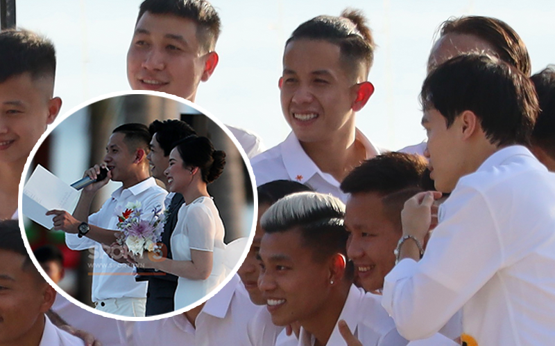Hot: Hồng Duy "cướp sân khấu", làm MC trong đám cưới Công Phượng - Viên Minh