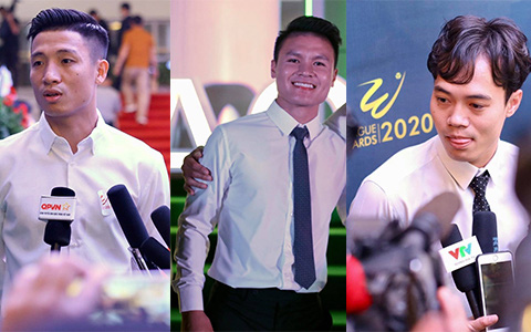 Quang Hải, Văn Toàn diện sơ mi trắng bảnh bao đến dự V.League Awards 2020