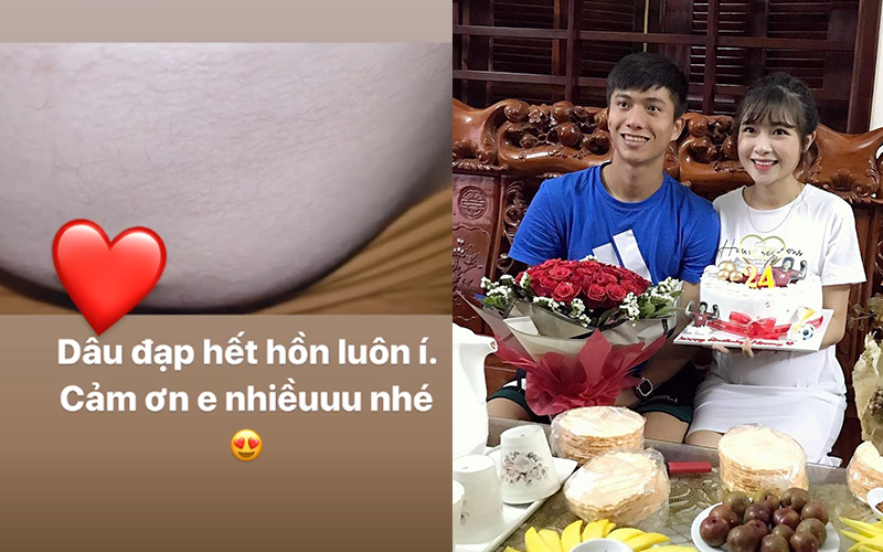 Khoe video em bé đạp "hết hồn", vợ Văn Đức nói đùa với fan: "Thị Nở múa hoài không cho ngủ"  