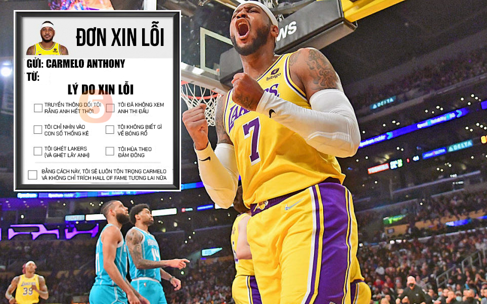 NHM kéo nhau làm đơn xin lỗi sau màn trình diễn ấn tượng của Carmelo Anthony