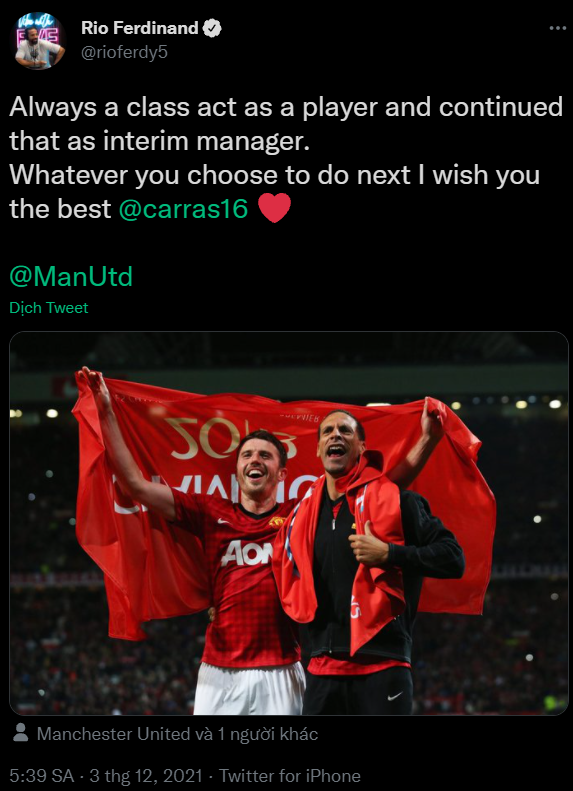 Dàn sao MU gửi lời chia tay mùi mẫn tới Carrick - Ảnh 2.