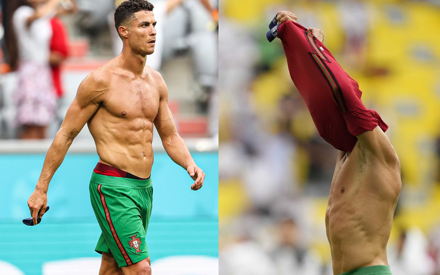 Ronaldo cởi trần khoe body như tượng tạc sau khi đội nhà thua tan tác trước Đức nhưng vậy thì chiếc áo của CR7 đã ở đâu?