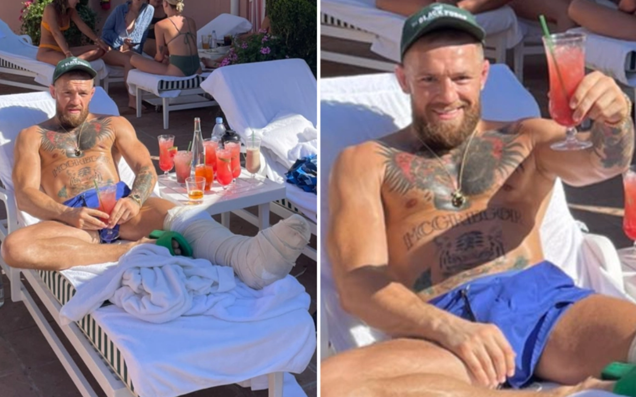 Conor McGregor đi nghỉ dưỡng sau thất bại trước Dustin Poirier, chân trái được băng bó cẩn thận