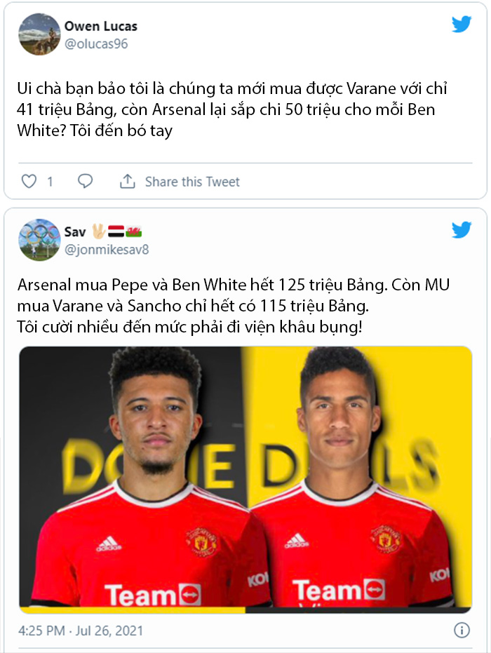 Fan Man United chọc ngoáy Fan Arsenal vì giá Varane quá rẻ! - Ảnh 4.