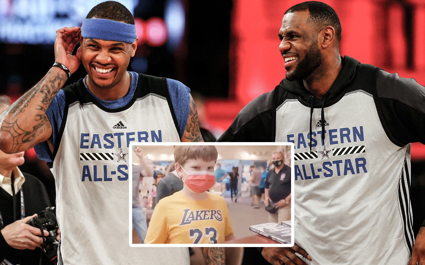 Tình bạn đẹp giữa Carmelo Anthony với LeBron James được “thử thách” bởi fan nhí cực dễ thương