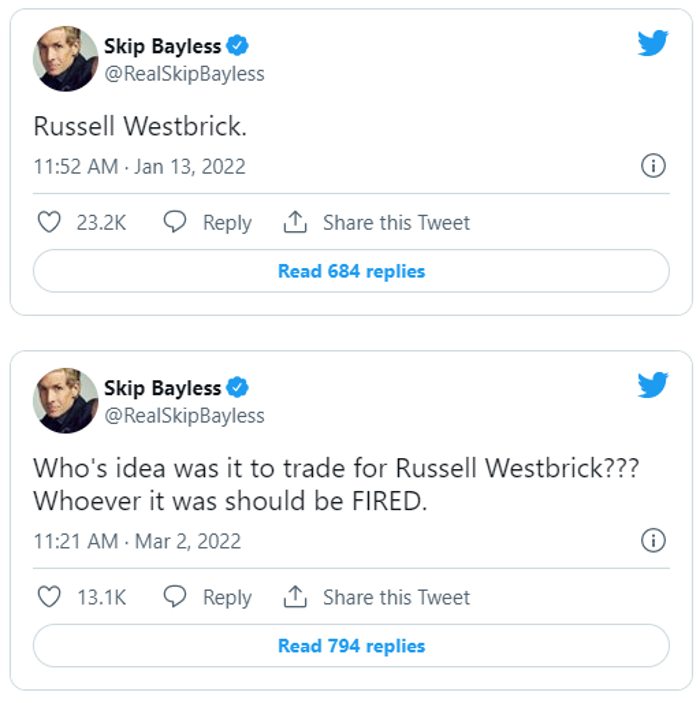 Vợ Russell Westbrook chỉ trích Skip Bayless: 