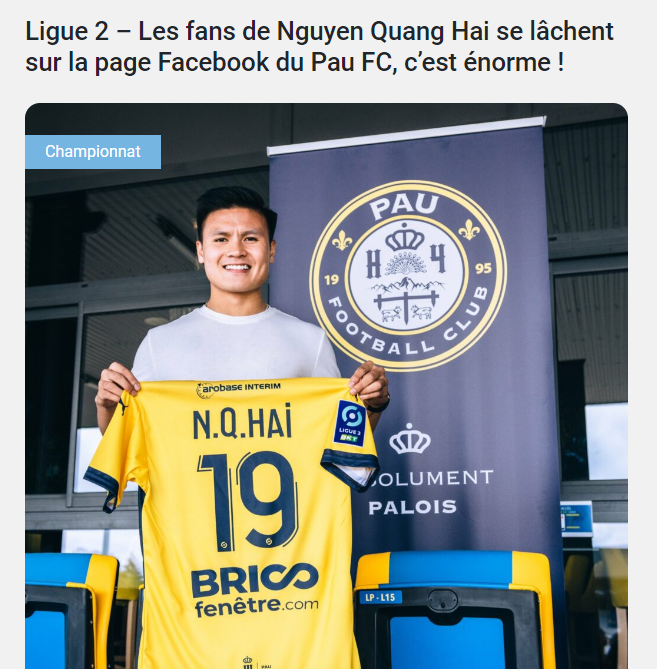 Báo Pháp hứng thú với bình luận &quot;văn mẫu&quot; từ fan Việt Nam trên trang chủ Pau FC  - Ảnh 1.