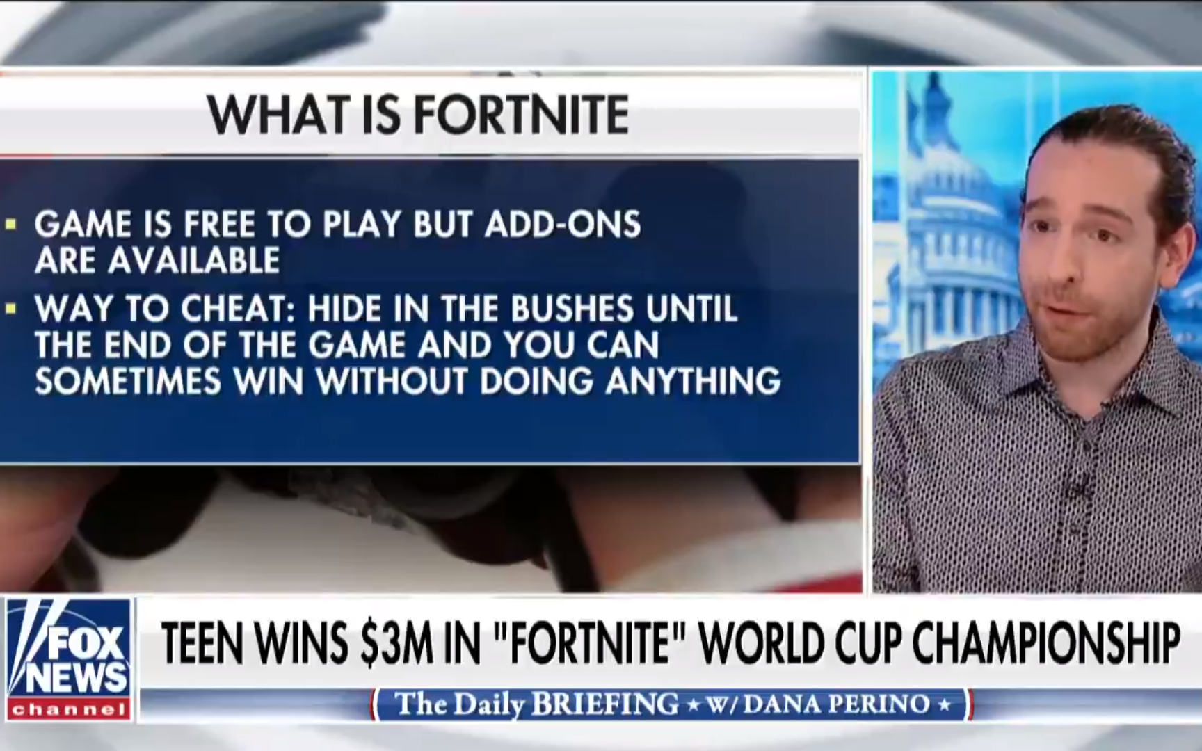 Đưa tin về chức vô địch 3 triệu USD của Bugha, kênh truyền hình nổi tiếng Fox News chế giễu Fortnite ngay trên sóng trực tiếp