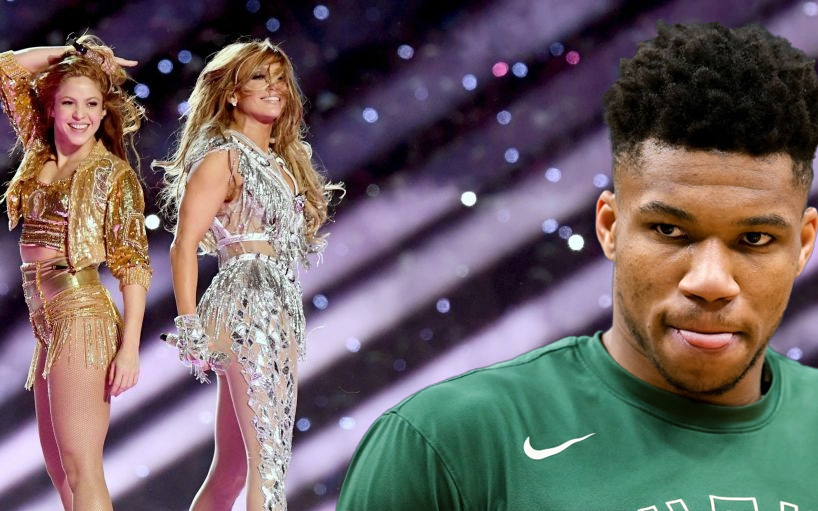 Giannis Antetokounmpo gặp "rắc rối vì" màn trình diễn nóng bóng của Shakira cùng Jennifer Lopez