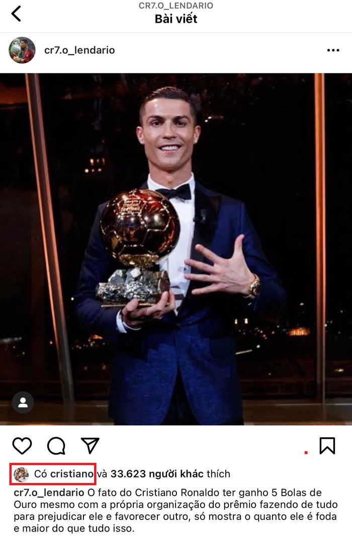 Ronaldo "thả tim" bài viết chê Messi không xứng đáng giành Quả bóng vàng 2021 trên Instagram - Ảnh 3.