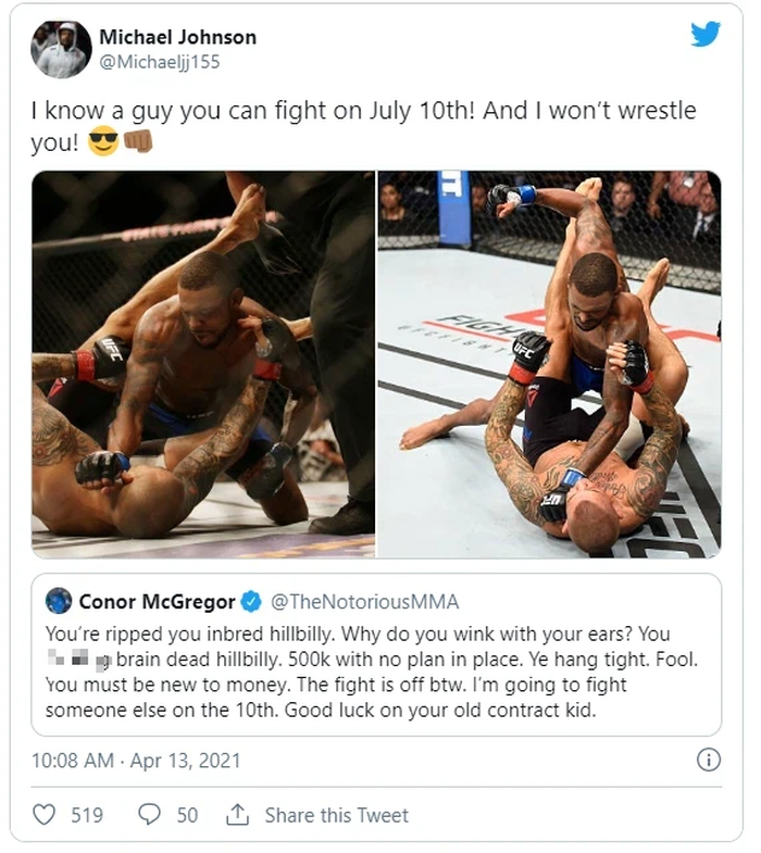 Michael Johnson thách đấu Conor McGregor