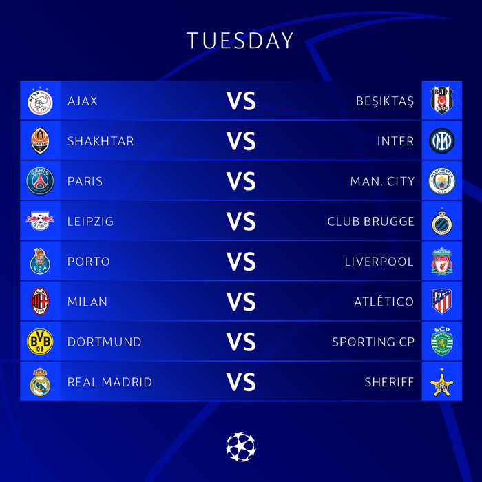 Lịch thi đấu, lịch phát sóng Champions League đêm nay - Ảnh 1.
