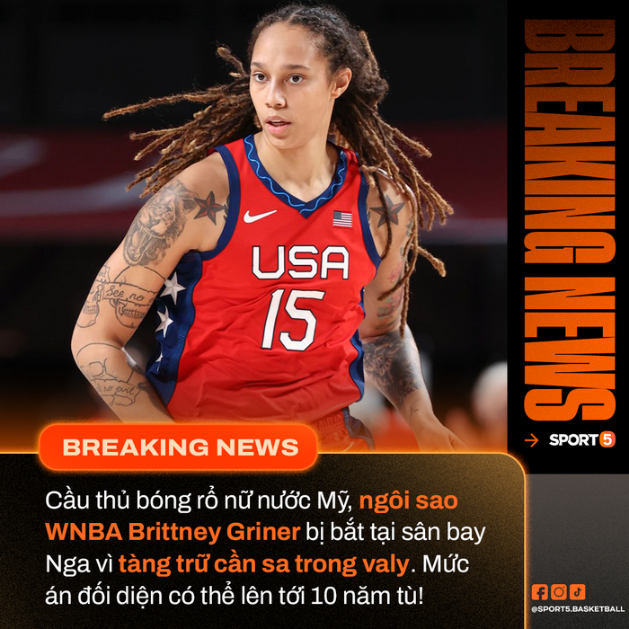 Ngôi sao bóng rổ nữ Mỹ Brittney Griner bị bắt tại Nga vì tội tàng trữ, vận chuyển cần sa - Ảnh 1.