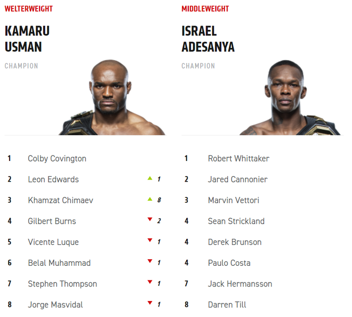 BXH cập nhật sau UFC 273: Chimaev nhảy vọt lên thứ 3, Volkanovski vượt mặt Adesanya - Ảnh 1.